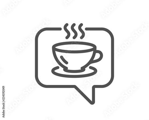 Hot coffee line icon. Tea drink sign. Cafe symbol. Quality design flat app element. Editable stroke Coffee icon. Vector