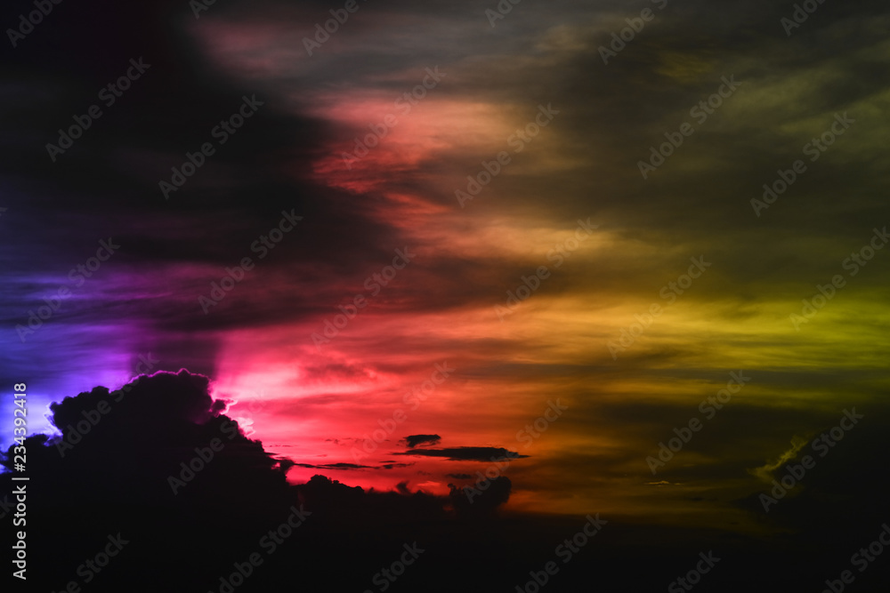 Obraz premium Eternal flame colorful cloud and evening sky and ray light of sunset