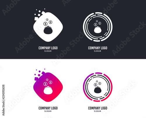 Logotype concept. Wallet sign icon. Cash coins bag symbol. Logo design. Colorful buttons with icons. Vector
