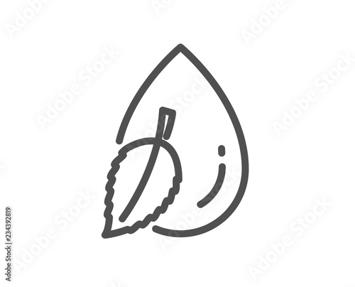 Mint water drop line icon. Clean aqua leaf sign. Liquid symbol. Quality design flat app element. Editable stroke Water drop icon. Vector