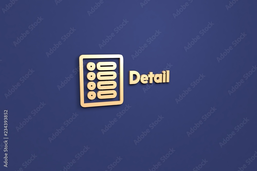 Text Detail with yellow 3D illustration and blue background Text Detail with yellow 3D illustration and blue background