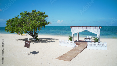 Preparations for wedding at the caribbean sea, Jamaica photo