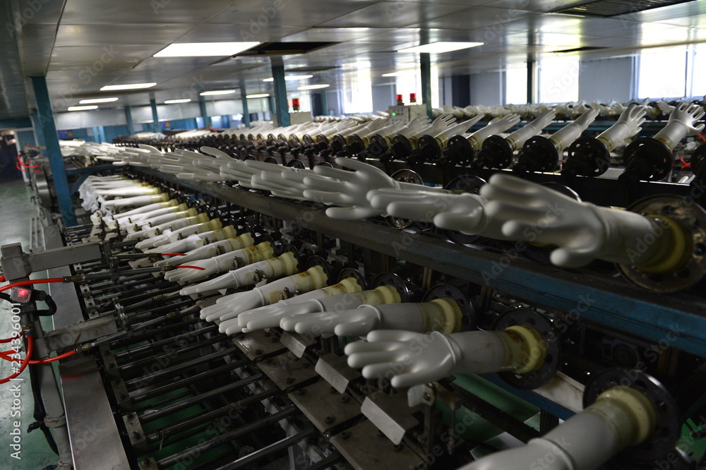 Obraz premium Rubber gloves production line