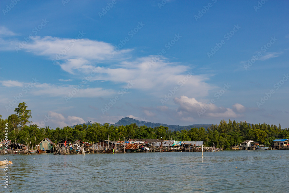 simple fishing village life on the islands of Phang Nga Bay near Phuket, Thailand