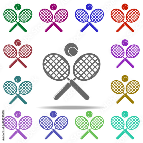 tennis racket and ball icon. Elements of Sport in multi color style icons. Simple icon for websites, web design, mobile app, info graphics