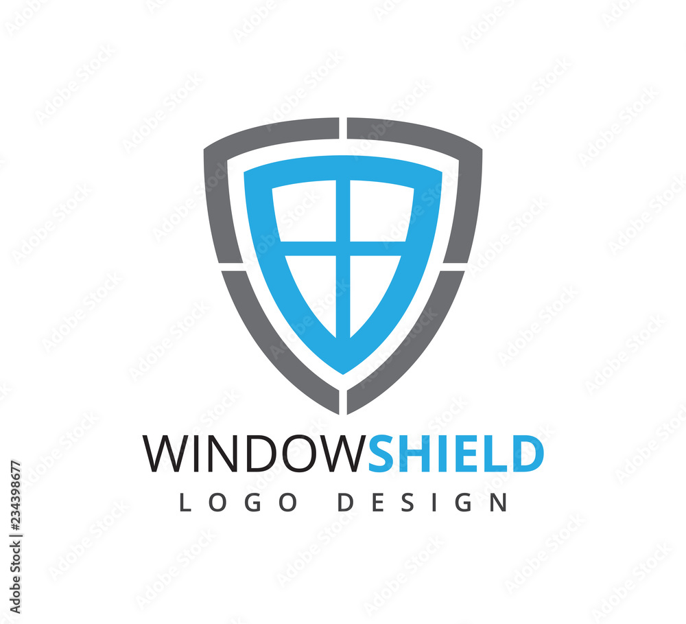 windows inside shield vector icon or logo design illustration windows inside shield vector icon or logo design illustration