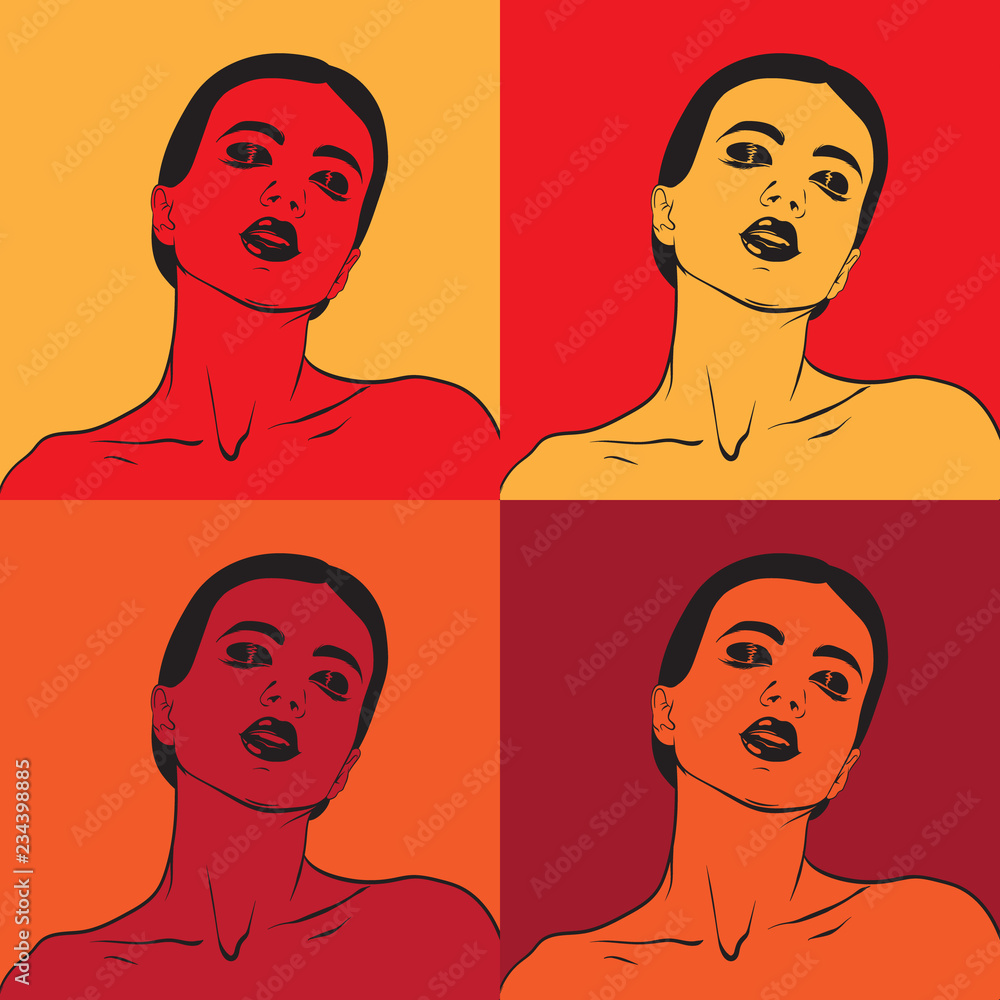 Vector creative hand drawn illustration of pretty woman . Artwork with female portrait. Template for card poster banner print for t-shirt. Vector creative hand drawn illustration of pretty woman . Artwork with female portrait. Template for card poster banner print for t-shirt.