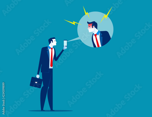 Angry manager call with employee. Concept business vector illustration, Complaining, Talking, Angry man.
