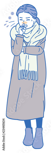 A sneezing woman