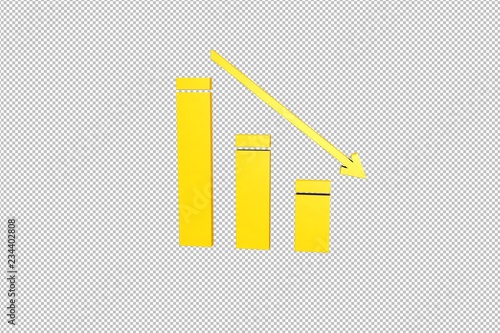 3D illustration of Deficit, yellow color with transparent background.
