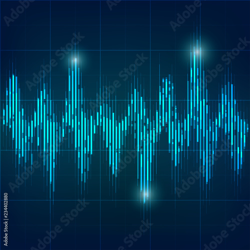 abstract digital blue equaliser, sound wave pattern element