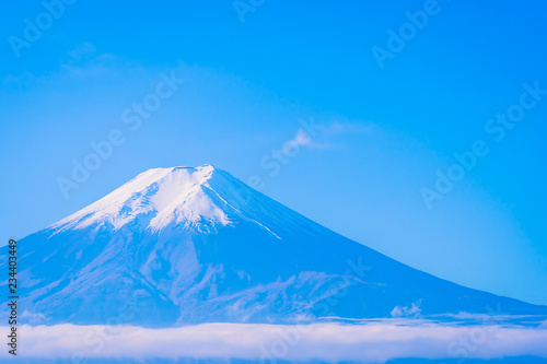 Beautiful landscape of mountain fuji around maple leaf tree in autumn season