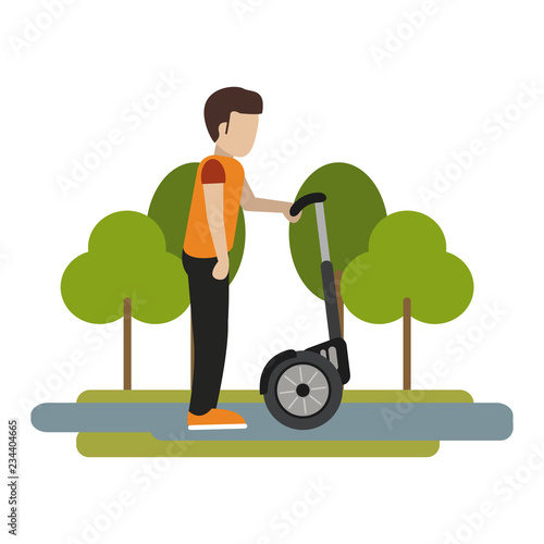 Man and hoverboard