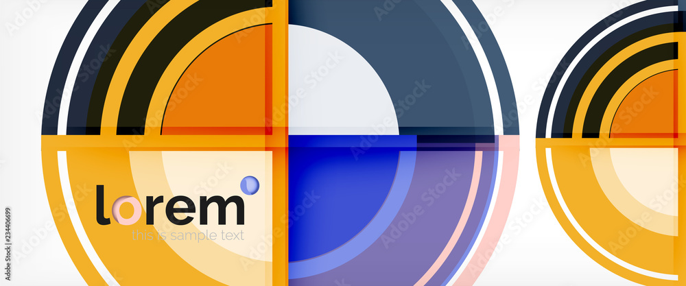 Modern geometric circles abstract background, colorful round shapes with shadow effects Modern geometric circles abstract background, colorful round shapes with shadow effects