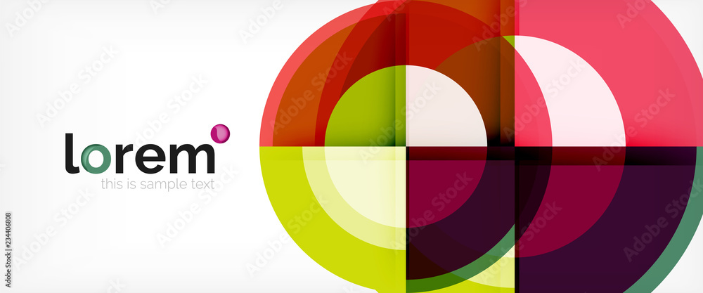 Modern geometric circles abstract background, colorful round shapes with shadow effects
