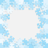 The Light Blue Background Puzzle. Frame. Jigsaw.