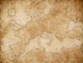 old medieval nautical Europe map