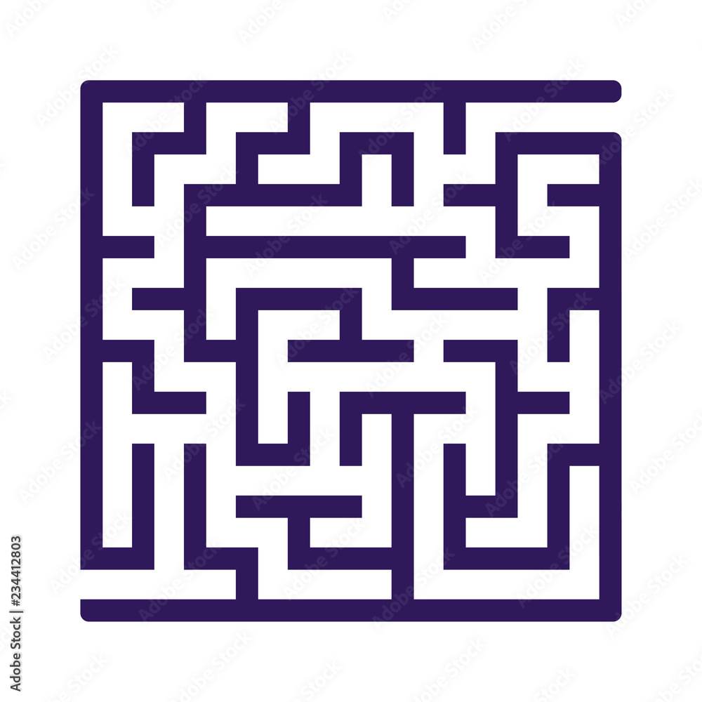 Abstract square maze. Game for kids. Puzzle for children. One entrance, one exit. Labyrinth conundrum. Flat vector illustration isolated on white background. Abstract square maze. Game for kids. Puzzle for children. One entrance, one exit. Labyrinth conundrum. Flat vector illustration isolated on white background.