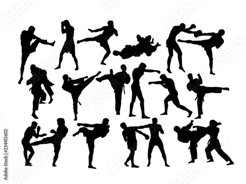 Martial Art Activity Silhouettes, art vector design