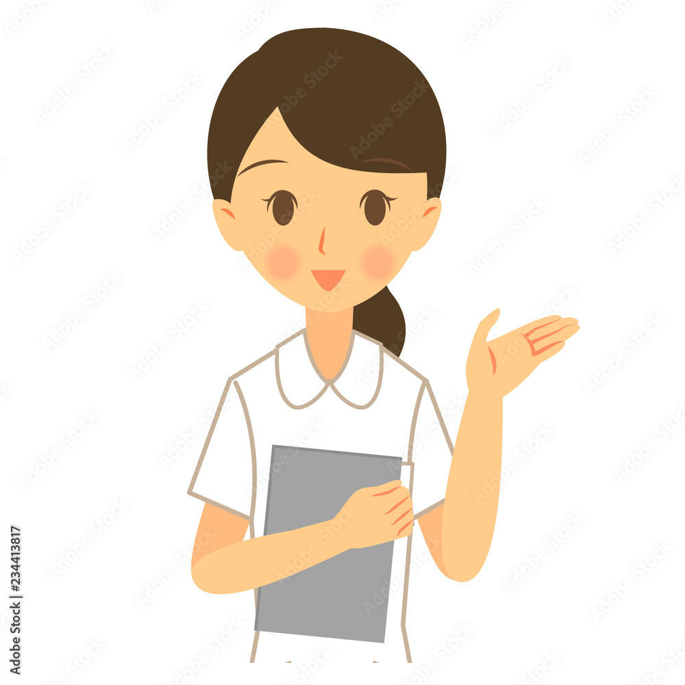 職業　看護師　女性　右手で案内