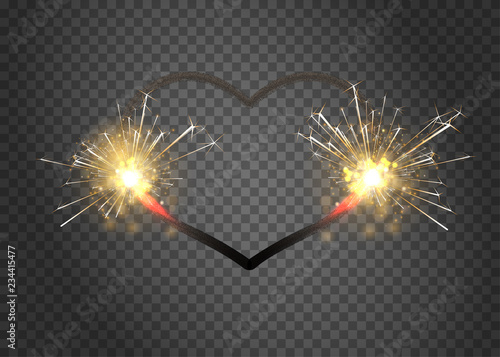 Festive, Christmas, New Year or Valentine's poster with heart and sparkling lights.
