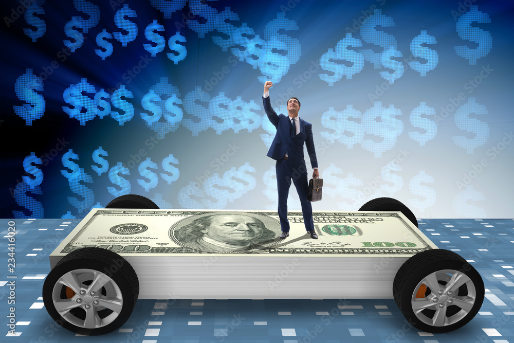 Fototapeta premium Businessman in the business concept with dollar car