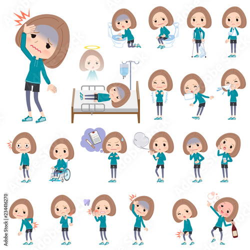 Bob hair women Sportswear_sickness