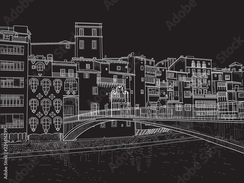 sketch of the street of Girona