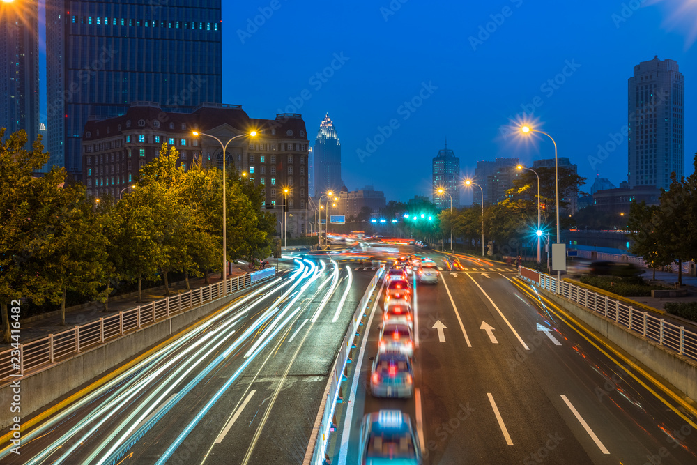 Obraz premium night view of tianjin city, china