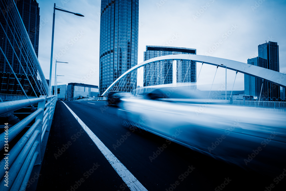 Naklejka premium cars driving on bridge, tianjin, china