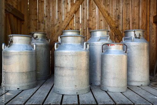 Old aluminium milk cans