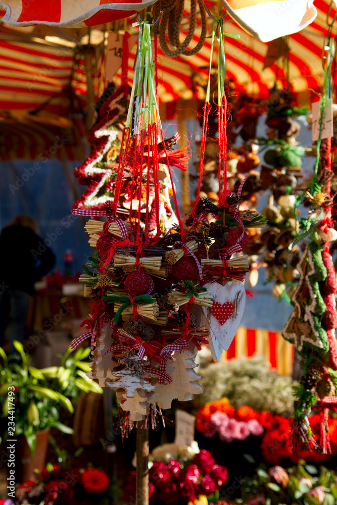 Handmade christmas decoration at christmas market