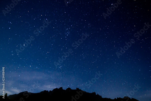 Mount Kinabalu night sky with stars