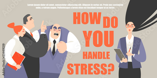 Vector illustration of a girl in a conflict and stressful situation at work