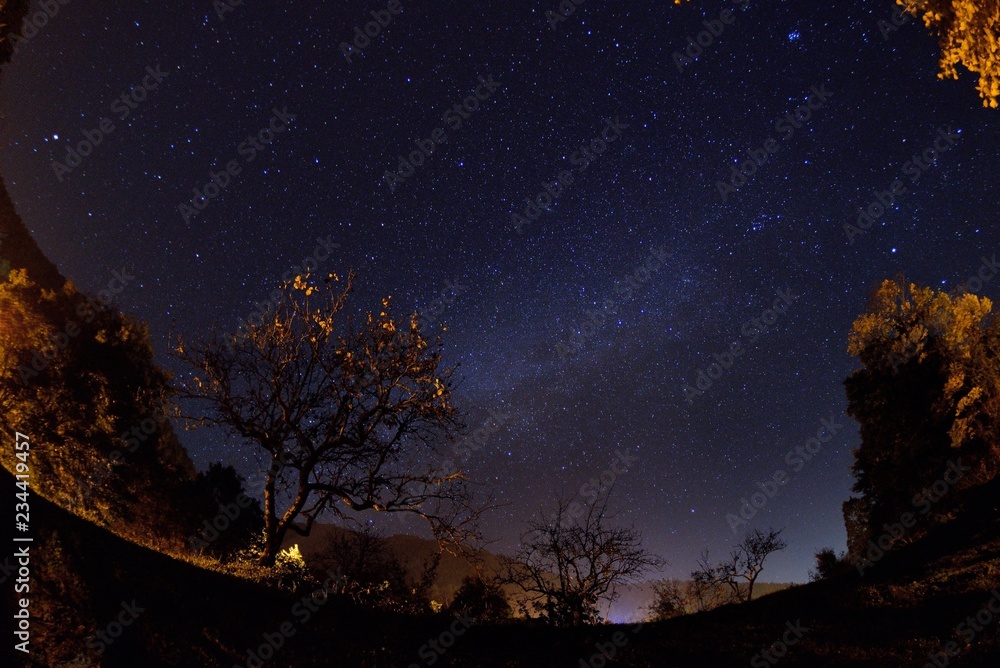 Landscape with Milky way galaxy. Night sky with stars and milky.( Wuling Farm,Taiwan) Landscape with Milky way galaxy. Night sky with stars and milky.( Wuling Farm,Taiwan)