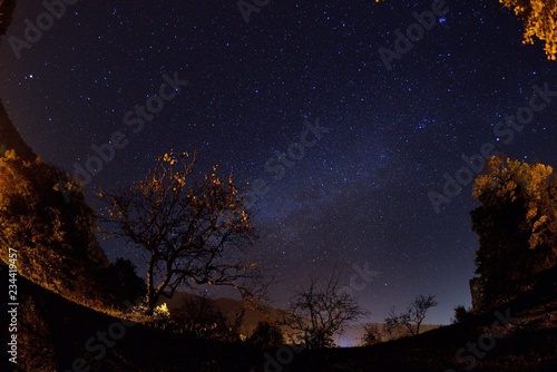 Landscape with Milky way galaxy. Night sky with stars and milky.( Wuling Farm,Taiwan)