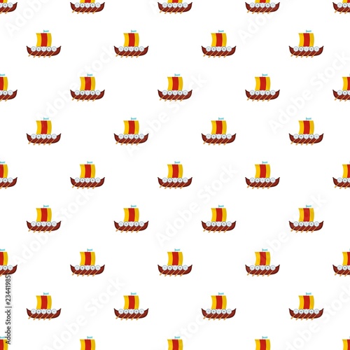 Viking boat pattern seamless vector repeat for any web design
