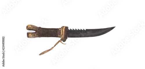 ancient weapon, hunting knife on a white background