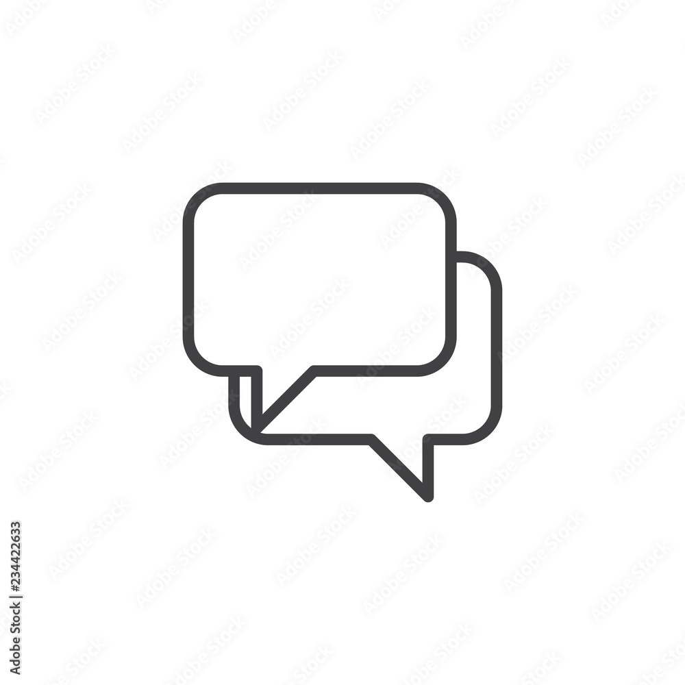 Square speech bubbles outline icon. linear style sign for mobile concept and web design. Chat dialogue simple line vector icon. Conversation symbol, logo illustration. Pixel perfect vector graphics Square speech bubbles outline icon. linear style sign for mobile concept and web design. Chat dialogue simple line vector icon. Conversation symbol, logo illustration. Pixel perfect vector graphics