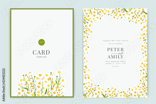 Wedding Invitation, floral invite thank you, rsvp modern card Design in white flower  with leaf branches decorative Vector elegant rustic template