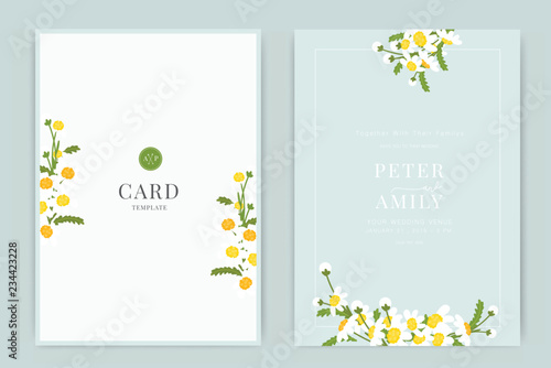 Wedding Invitation, floral invite thank you, rsvp modern card Design in white flower  with leaf branches decorative Vector elegant rustic template