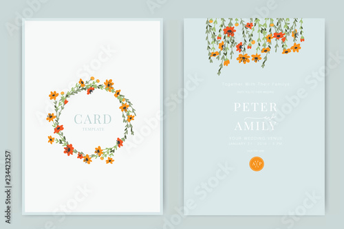 Wedding Invitation, floral invite thank you, rsvp modern card Design in white flower  with leaf branches decorative Vector elegant rustic template