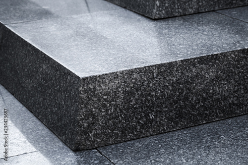 Bild auf Leinwand Black shiny granite stairs, abstract photo