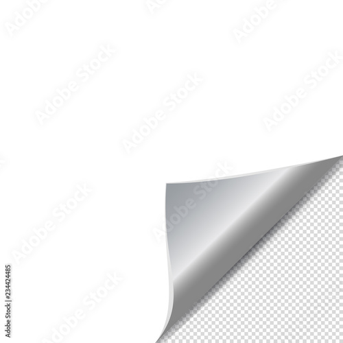 Curled Paper Sheet Corner With Shadow - Vector Illustration With Transparent Background