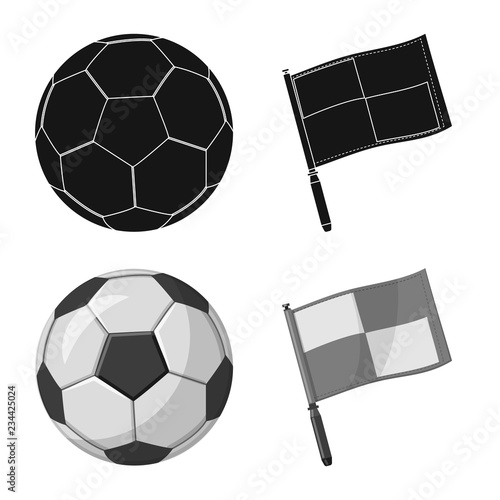 Vector illustration of soccer and gear sign. Set of soccer and tournament stock vector illustration.