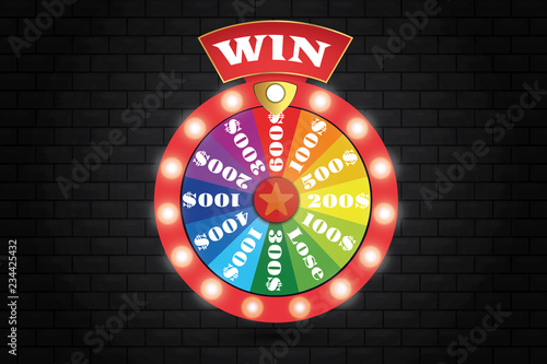 Colorful wheel of luck or fortune infographic. Vector illustration. Online casino background.