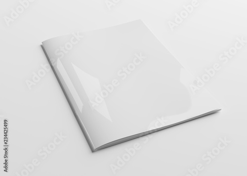 Isolated white magazine cover mockup on white 3d rendering photo