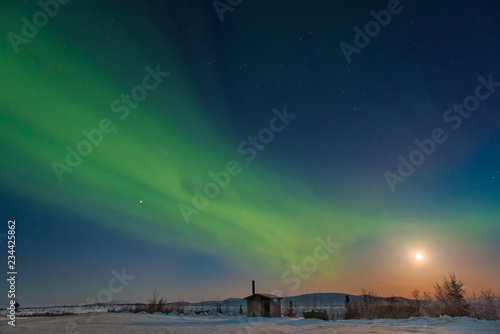 Northern Lights and the Moon