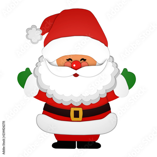 3d rendering paper cut of santa claus  figurines christmas holiday