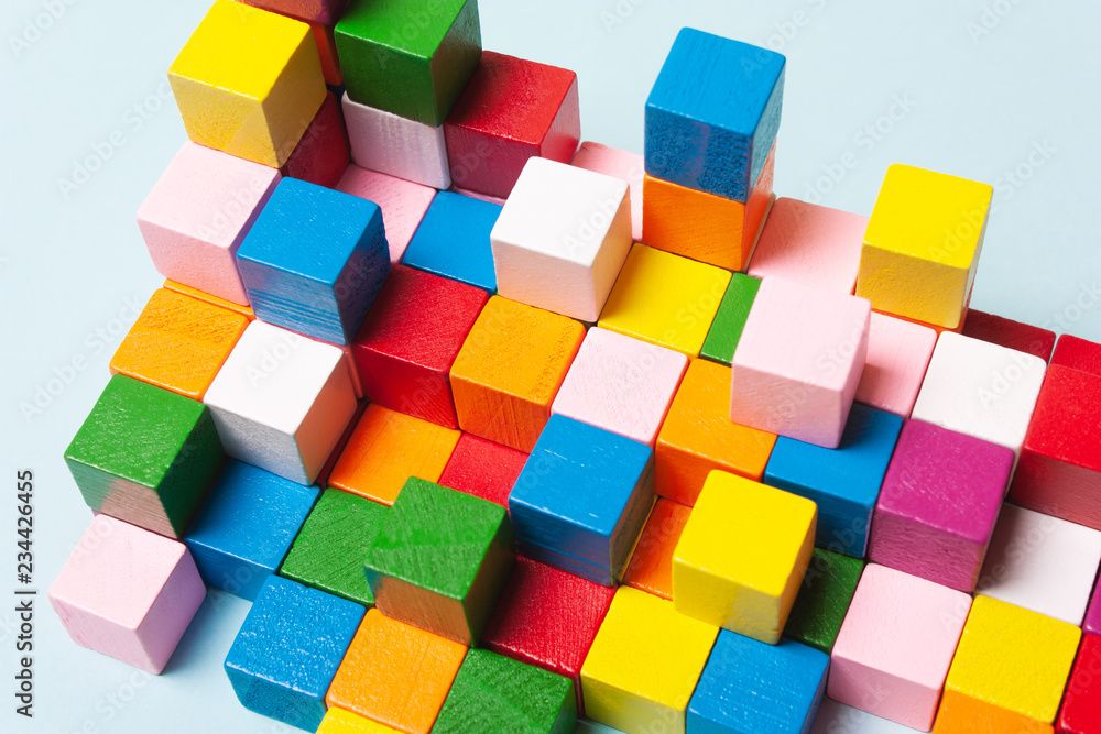 Color cubes in the puzzle. Concept creative Color cubes in the puzzle. Concept creative